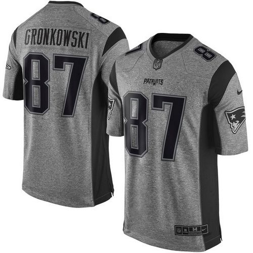 New England Patriots #87 Rob Gronkowski Gray Men's Stitched Limited Gridiron Gray Jersey Men's