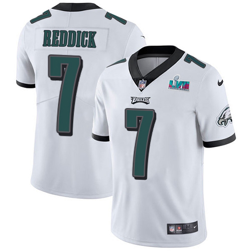 Youth Eagles #7 Haason Reddick White Super Bowl LVII Patch Stitched Vapor Untouchable Limited Jersey