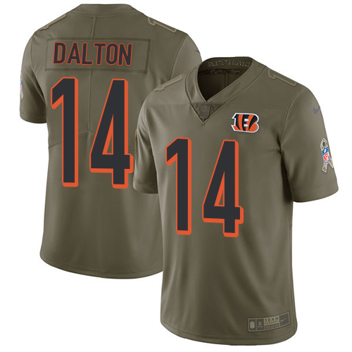 Cincinnati Bengals #14 Andy Dalton Olive Youth Stitched Limited 2017 Salute to Service Jersey Youth