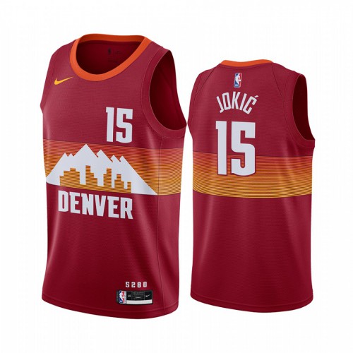 Denver Nuggets #15 Nikola Jokic Red Womens Swingman 2020-21 City Edition Jersey Womens