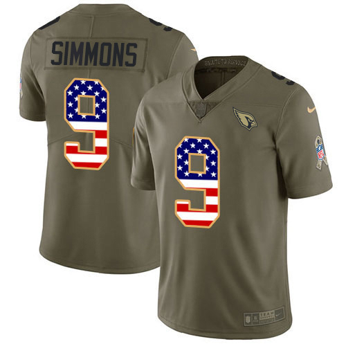 Cardinals #9 Isaiah Simmons Olive/USA Flag Youth Stitched Limited 2017 Salute To Service Jersey