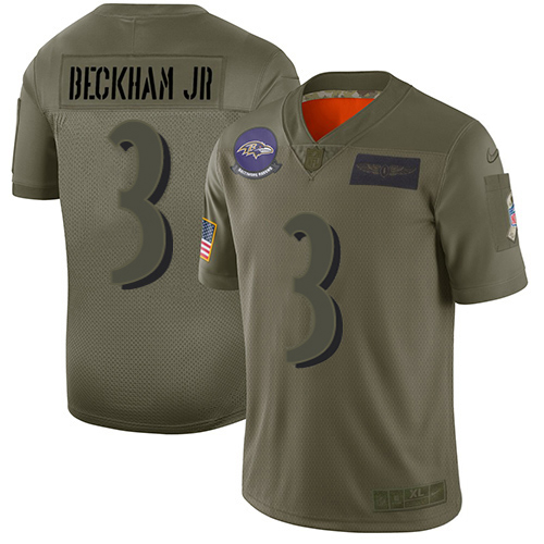 Ravens #3 Odell Beckham Jr. Camo Youth Stitched Limited 2019 Salute To Service Jersey