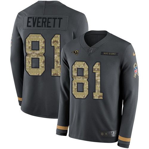 Los Angeles Rams #81 Gerald Everett Anthracite Salute to Service Youth Stitched Limited Therma Long Sleeve Jersey Youth