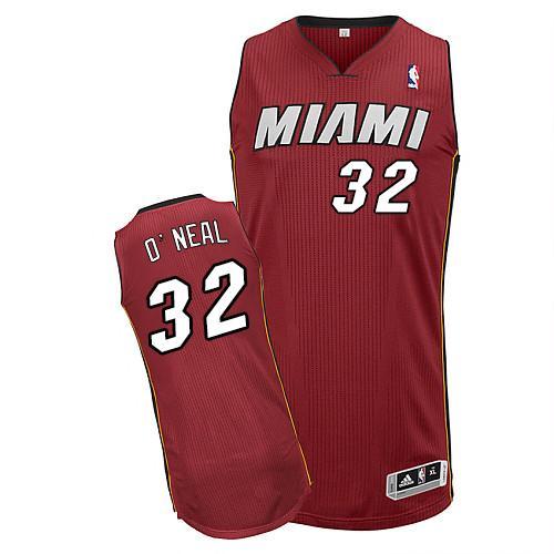 Miami Heat #32 Shaquille ONeal Red Throwback Stitched Jersey Mens