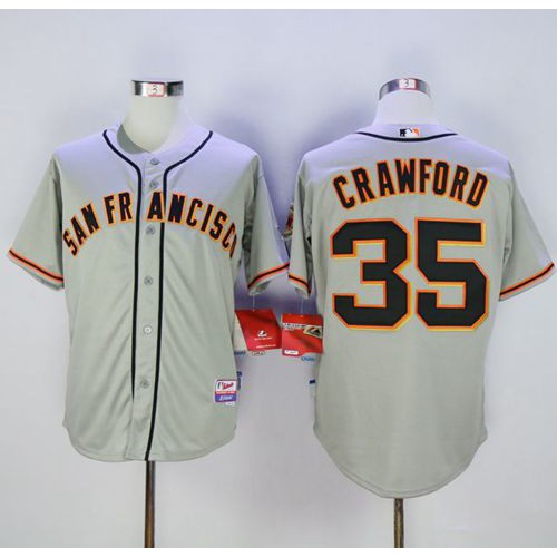 San Francisco Giants #35 Brandon Crawford Grey Cool Base Road Stitched Jersey Men's