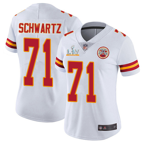 Kansas City Chiefs #71 Mitchell Schwartz White Women's Super Bowl LV Bound Stitched Vapor Untouchable Limited Jersey Womens
