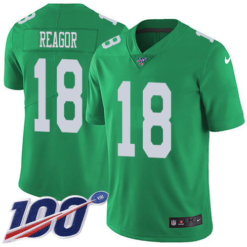 Philadelphia Eagles #18 Jalen Reagor Green Youth Stitched Limited Rush 100th Season Jersey Youth