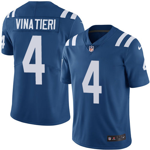Indianapolis Colts #4 Adam Vinatieri Royal Blue Team Color Youth Stitched Vapor Untouchable Limited Jersey Youth