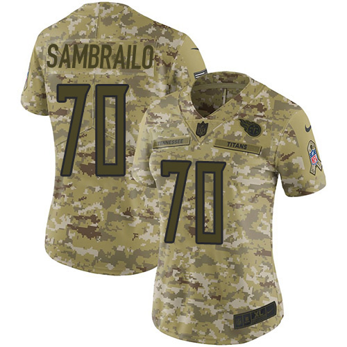 Tennessee Titans #70 Ty Sambrailo Camo Women's Stitched Limited 2018 Salute To Service Jersey Womens