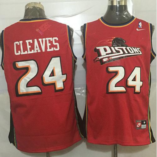 Detroit Pistons #24 Mateen Cleaves Red Throwback Stitched Jersey Mens