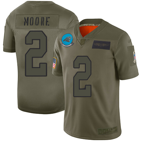 Panthers #2 DJ Moore Camo Men's Stitched Limited 2019 Salute To Service Jersey