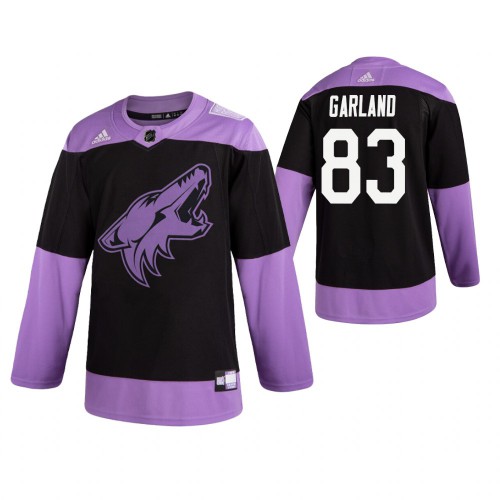 Adidas Arizona Coyotes #83 Conor Garland Men's Black Hockey Fights Cancer Practice Jersey Men's