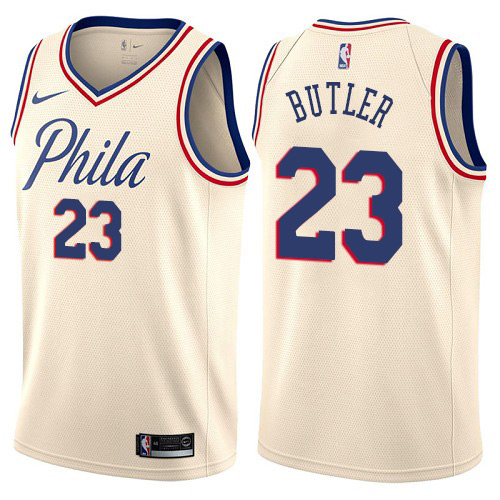 Philadelphia 76ers #23 Jimmy Butler Cream Swingman City Edition Jersey Mens