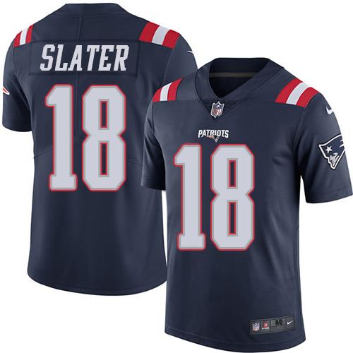 Patriots #18 Matt Slater Navy Blue Men's Stitched Limited Rush Jersey
