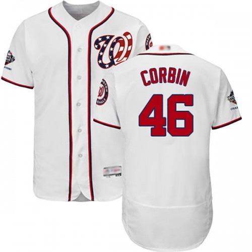 Washington Nationals #46 Patrick Corbin White Flexbase Authentic Collection 2019 World Series Champions Stitched Jersey Men's
