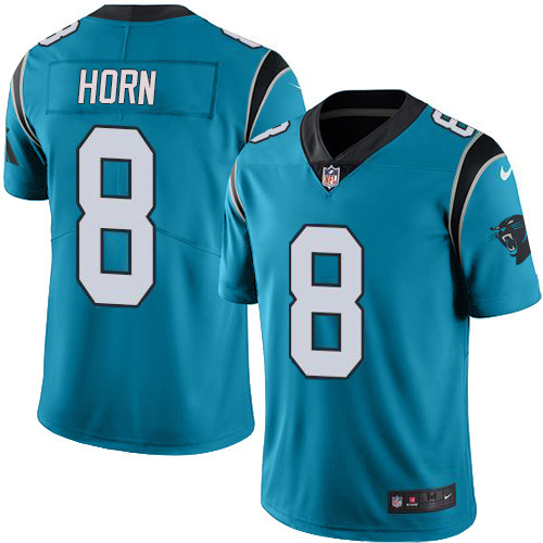 Carolina Panthers #8 Jaycee Horn Blue Men's Stitched Limited Rush Jersey Men's