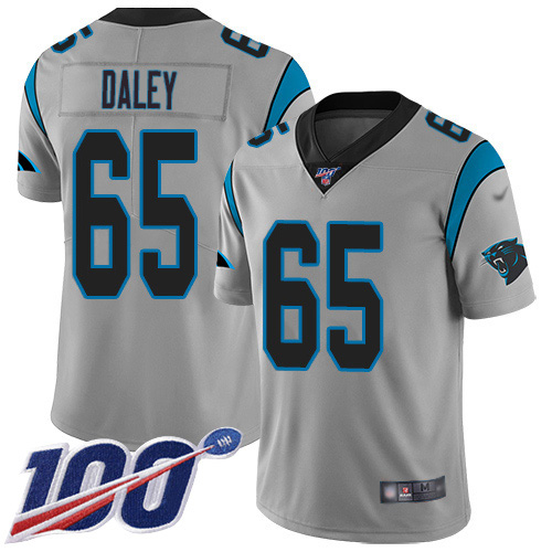 Carolina Panthers #65 Dennis Daley Silver Men's Stitched Limited Inverted Legend 100th Season Jersey Men's