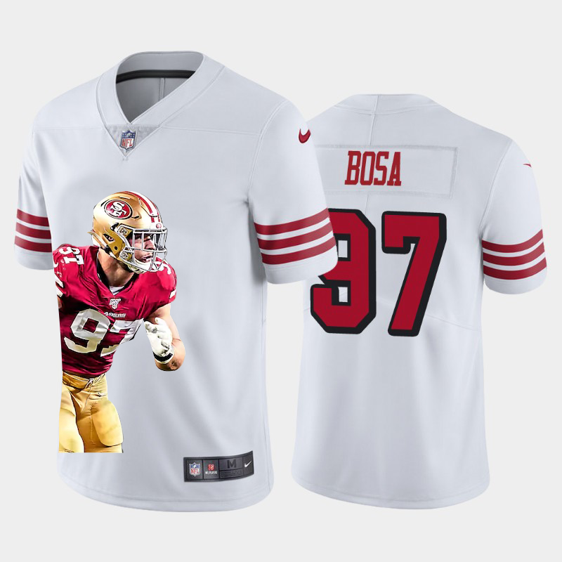 San Francisco 49ers #97 Nick Bosa Team Hero 1 Rush Vapor Limited Jersey White