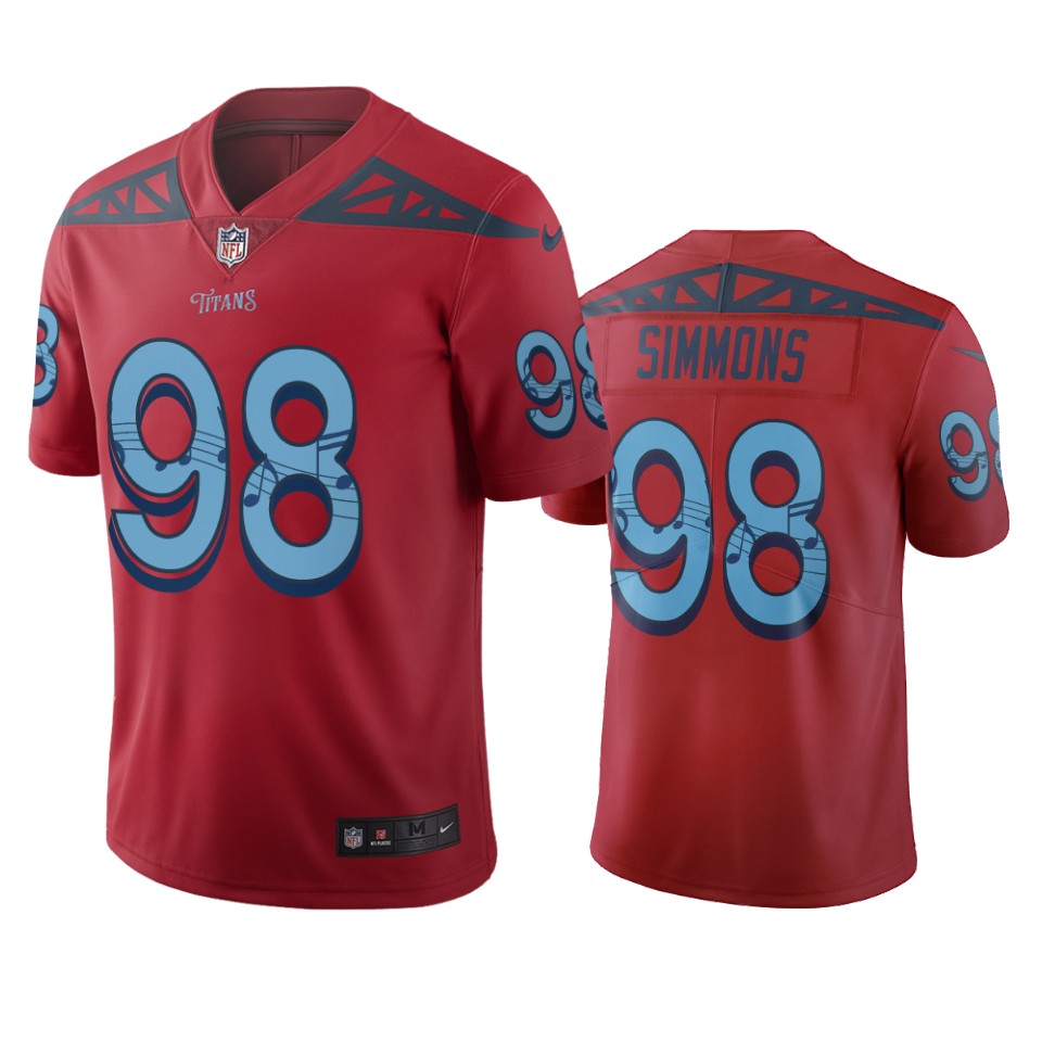 Tennessee Titans #98 Jeffery Simmons Red Vapor Limited City Edition Jersey