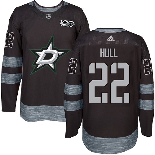 Adidas Dallas Stars #22 Brett Hull Black 1917-2017 100th Anniversary Stitched Jersey Men's