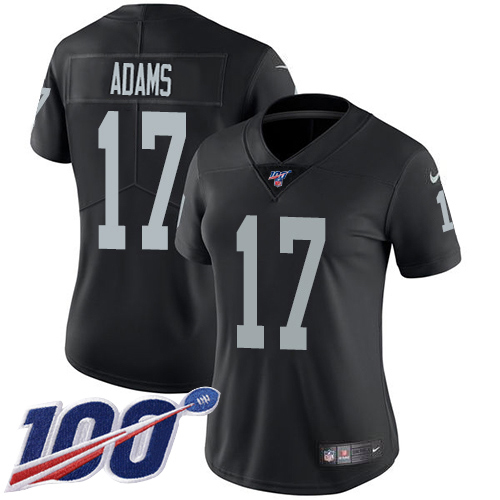 Raiders #17 Davante Adams Black Team Color Women's Stitched 100th Season Vapor Untouchable Limited Jersey