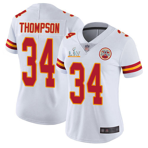 Kansas City Chiefs #34 Darwin Thompson White Women's Super Bowl LV Bound Stitched Vapor Untouchable Limited Jersey Womens