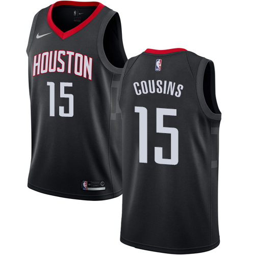 Houston Rockets #15 DeMarcus Cousins Black Womens Swingman Statement Edition Jersey Womens