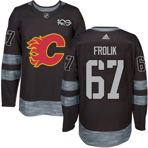 Adidas Calgary Flames #67 Michael Frolik Black 1917-2017 100th Anniversary Stitched Jersey Men's