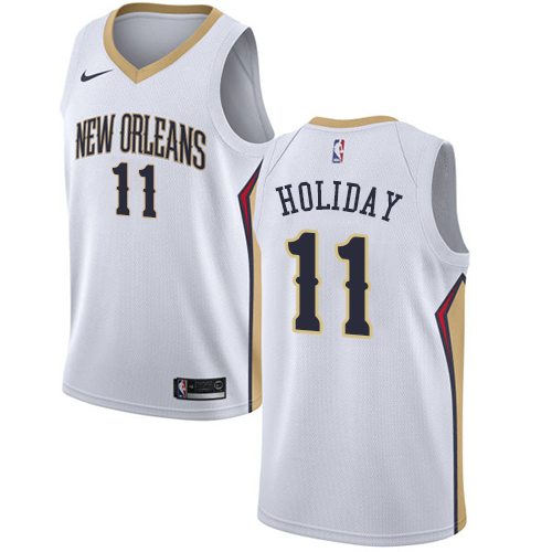 New Orleans Pelicans #11 Jrue Holiday White Womens Swingman Association Edition Jersey Womens
