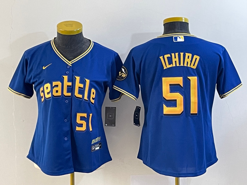 Women Seattle Mariners Ichiro Suzuki Royal 2023 City Connect Replica Jersey