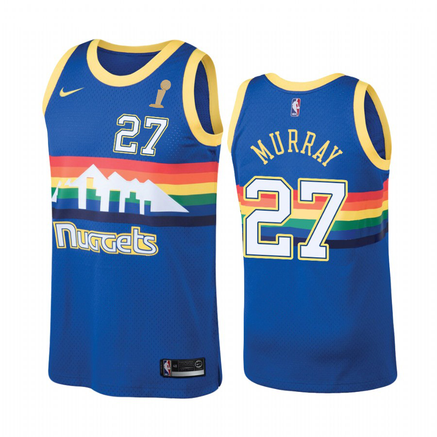 Nuggets #27 Jamal Murray Hardwood Classic Blue 2023 Finals Patch Jersey