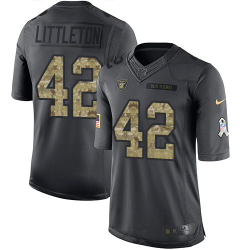 Las Vegas Raiders #42 Cory Littleton Black Youth Stitched Limited 2016 Salute to Service Jersey Youth