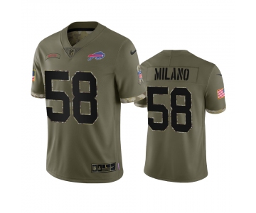 Men's Womens Youth Kids Buffalo Bills #58 Matt Milano 2022 Salute To Service Limited Jersey - Olive