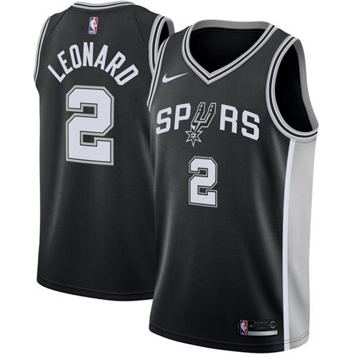 San Antonio Spurs #2 Kawhi Leonard Black Swingman Icon Edition Jersey Mens