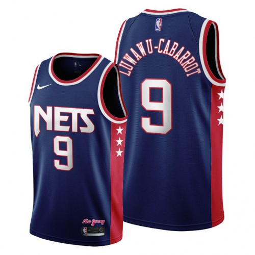 Brooklyn Brooklyn Nets #9 Timothe Luwawu-Cabarrot Youth 2021-22 City Edition Throwback 90s Wordmark Navy Jersey Youth