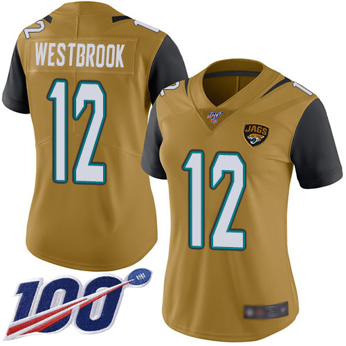 Jacksonville Jaguars #12 Dede Westbrook Gold Women's Stitched Limited Rush 100th Season Jersey Womens