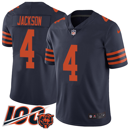 Bears #4 Eddie Jackson Navy Blue Alternate Youth Stitched 100th Season Vapor Limited Jersey