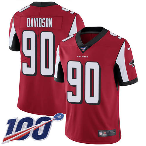 Atlanta Falcons #90 Marlon Davidson Red Team Color Youth Stitched 100th Season Vapor Untouchable Limited Jersey Youth