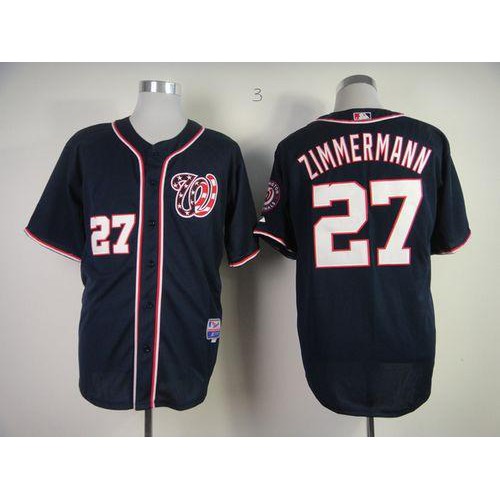 Washington Nationals #27 Jordan Zimmermann Navy Blue Cool Base Stitched Jersey Men's