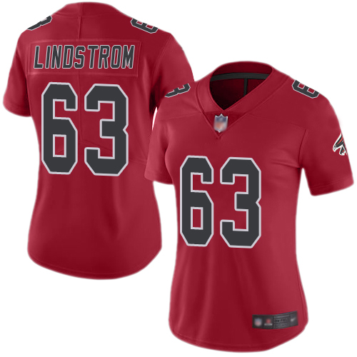 Atlanta Falcons #63 Chris Lindstrom Red Women's Stitched Limited Rush Jersey Womens