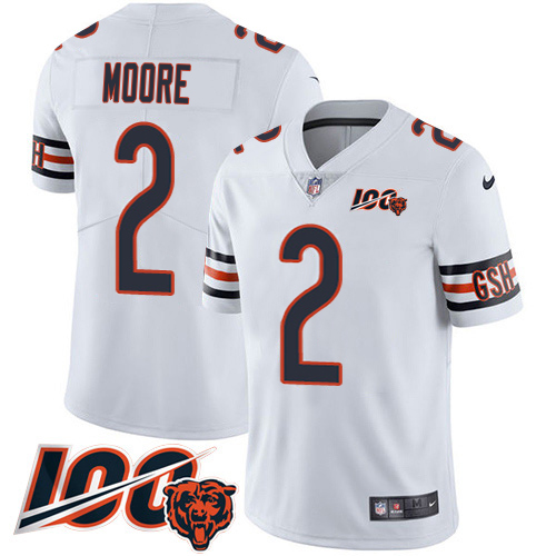 Bears #2 D.J. Moore White Alternate Youth Stitched Vapor Untouchable Limited 100th Season Jersey