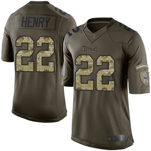 Titans #22 Derrick Henry Green Youth Stitched Limited 2015 Salute To Service Jersey