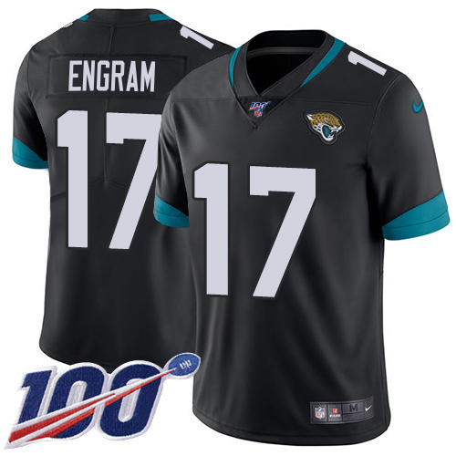 Jaguars #17 Evan Engram Black Team Color Youth Stitched 100th Season Vapor Limited Jersey