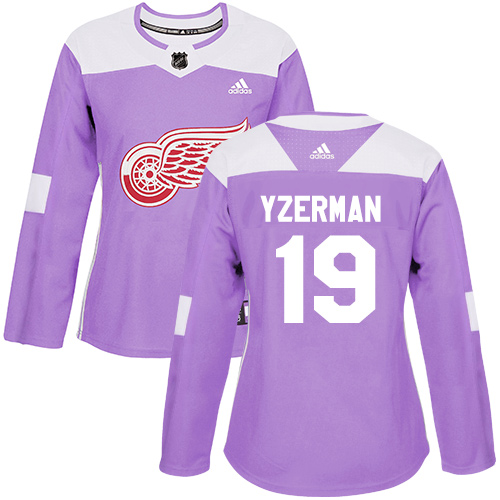 Adidas Detroit Red Wings #19 Steve Yzerman Purple Authentic Fights Cancer Women's Stitched Jersey Womens