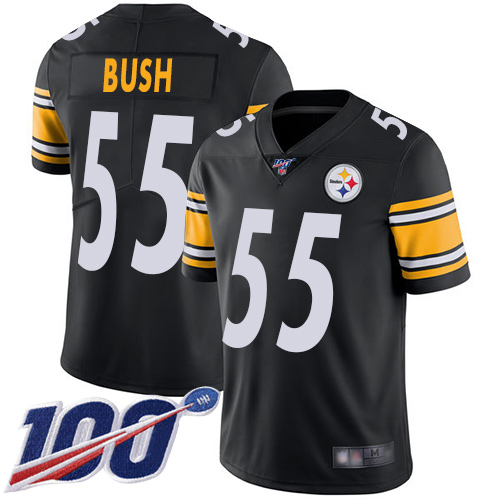 Pittsburgh Steelers #55 Devin Bush Black Team Color Men's Stitched 100th Season Vapor Limited Jersey Men's