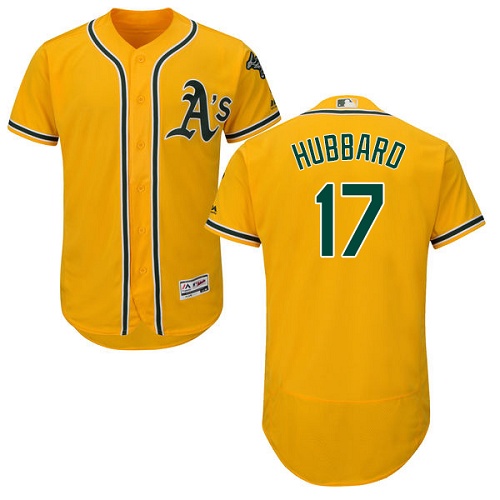 Oakland Athletics #17 Glenn Hubbard Gold Flexbase Authentic Collection Stitched Jersey Men's