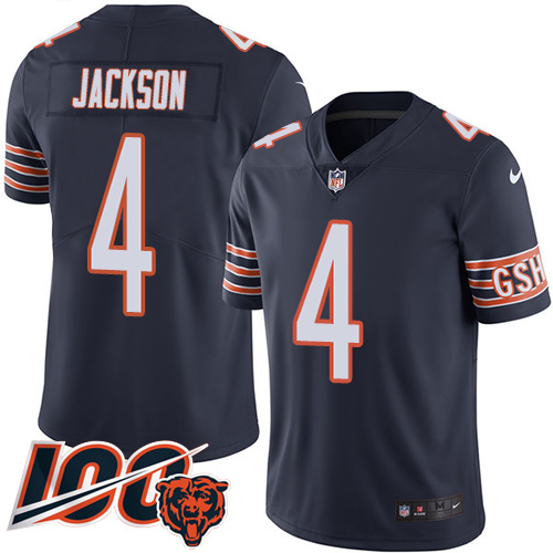 Bears #4 Eddie Jackson Navy Blue Team Color Men's Stitched 100th Season Vapor Limited Jersey