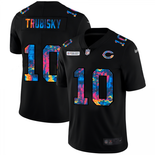 Chicago Chicago Bears #10 Mitchell Trubisky Men's Multi-Color Black 2020 Crucial Catch Vapor Untouchable Limited Jersey Men's