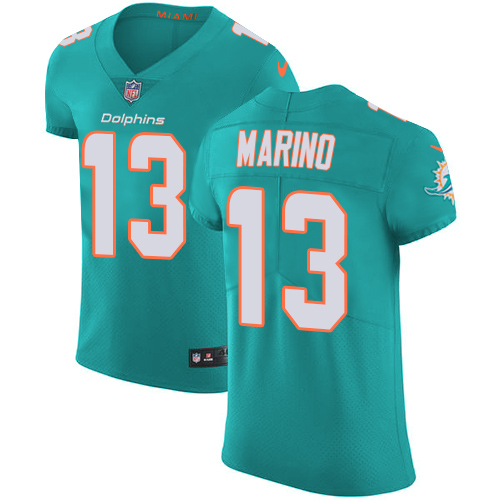 Dolphins #13 Dan Marino Aqua Green Team Color Men's Stitched Vapor Untouchable Elite Jersey