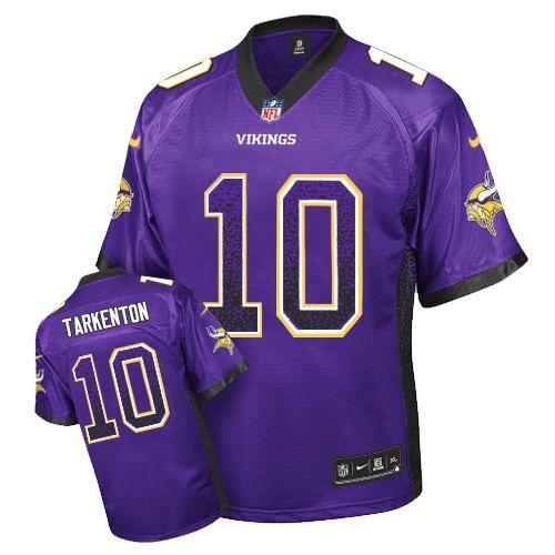 Vikings #10 Fran Tarkenton Purple Team Color Men's Stitched Elite Drift Fashion Jersey